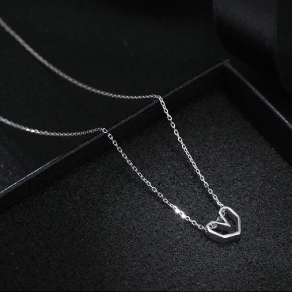 Sterling Silver Open Heart Necklace - Picture 5 of 8